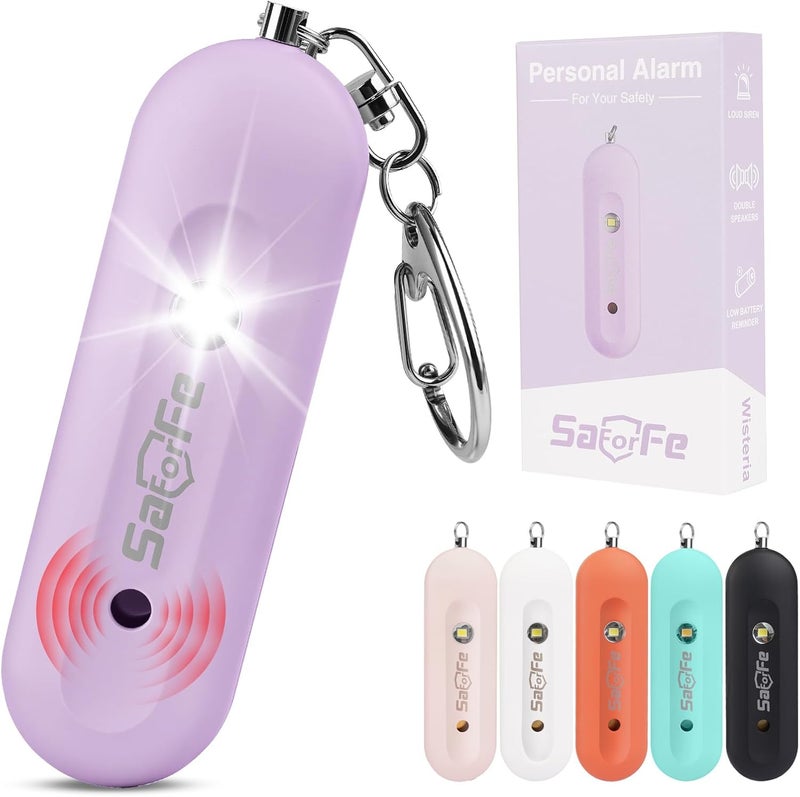 SaForFe Personal Safety Alarm - Waterproof Rechargeable Security Alarm - 140dB Extra Loud Siren & Strobe Light - Self Defense Keychain - Gift for Women, Teenagers, College Girls, Seniors(Wisteria) - Image 1